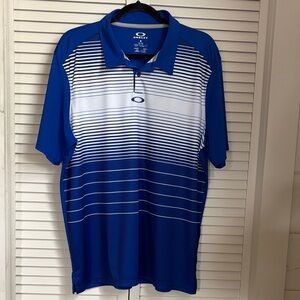 Oakley Men's Polo Shirt in Blue and White Stripes